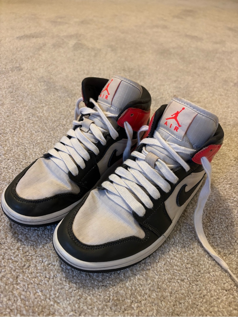 Nike High Top Sneakers - White, Black, Red Accents